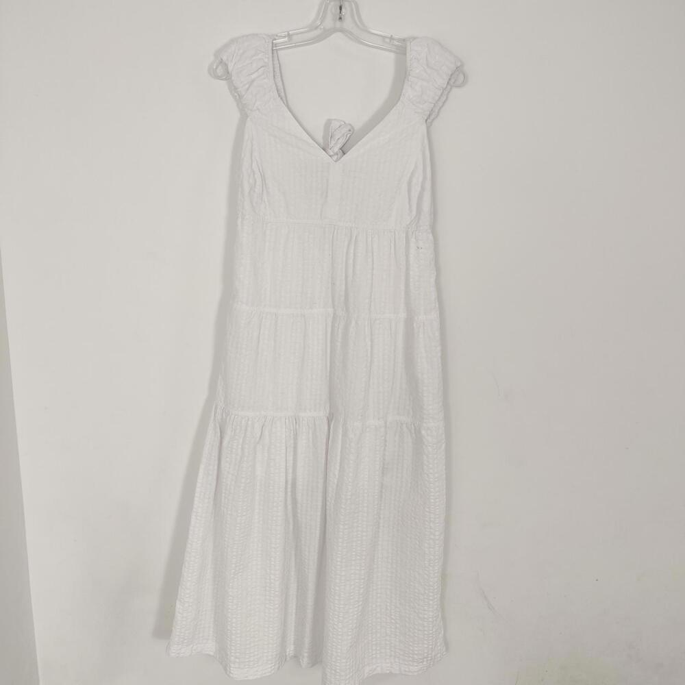 Old Navy Women's White Maxi Dress Size Small Tiered Cotton Smocked Bohemian